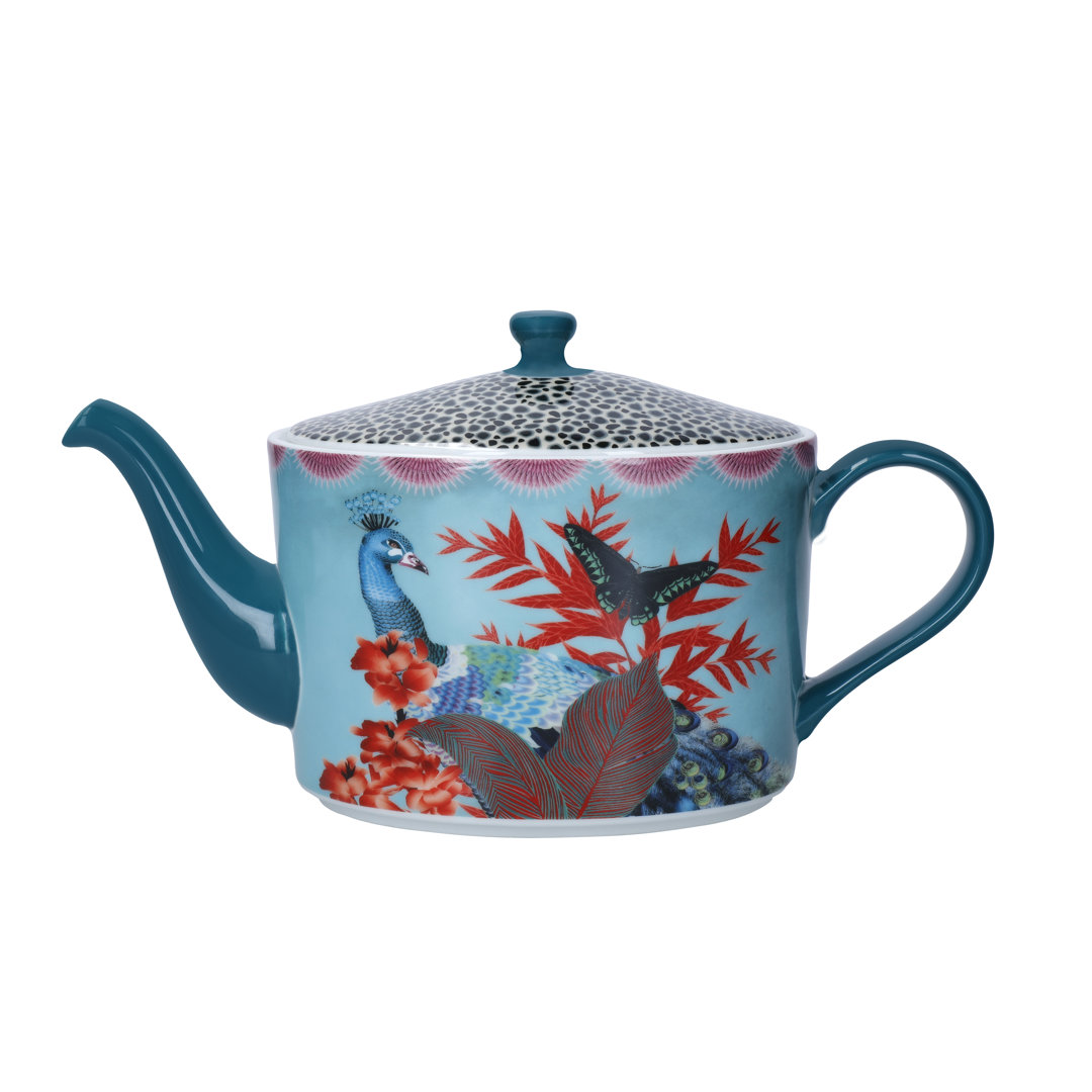 Mikasa x Sarah Arnett Porcelain Teapot, 1100ml Blue;Red 1.1ml